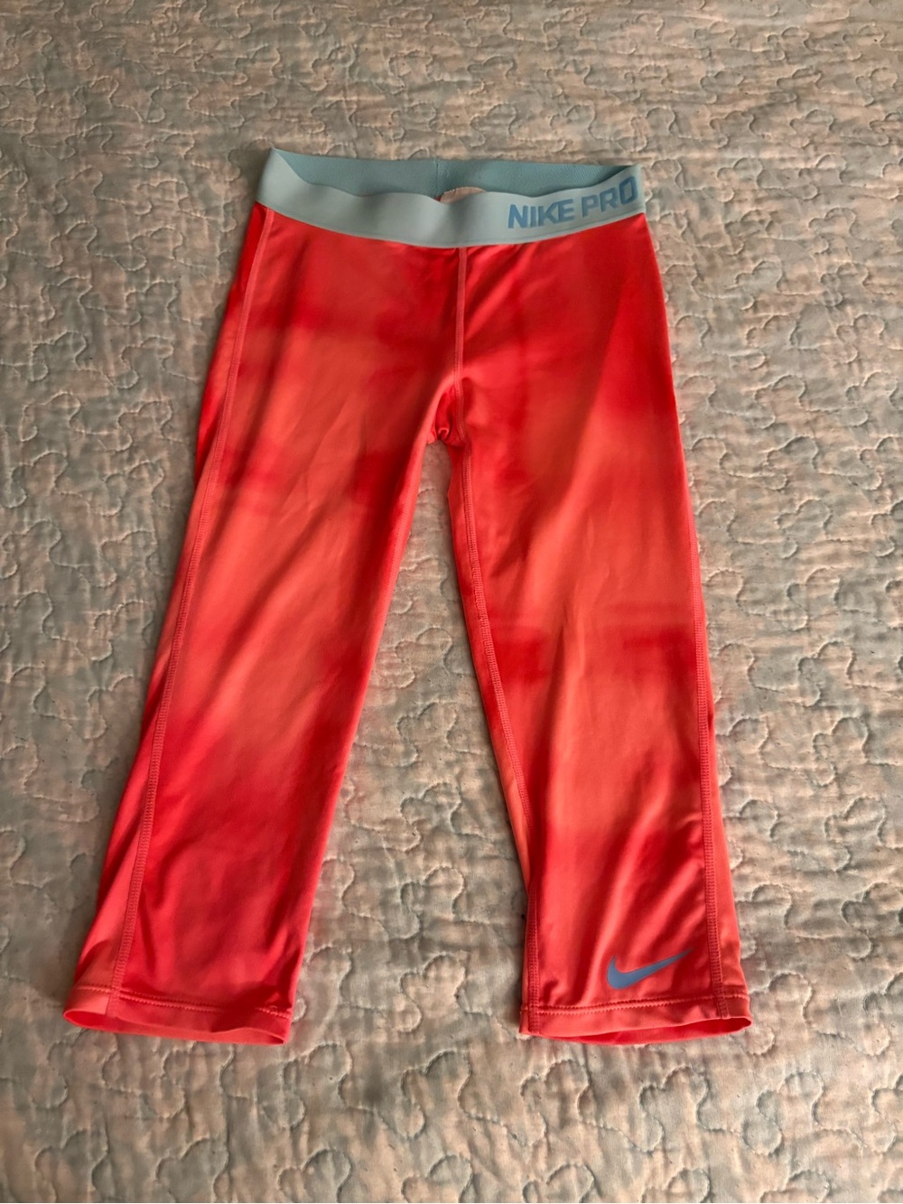 Nike Kids Coral/Light Blue Pro Leggings